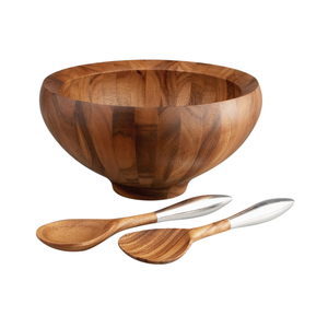 Ensemble de saladiers en bois d'acacia écologiques les plus vendus avec service à salade Ensemble de 4 ustensiles de cuisine de taille personnalisée Vente en gros Vietnam - Product Image 5