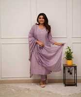 Set Tiga Potong Kustom Atasan Multi Warna Cepat Kering Tenun Katun Elegan Kasual Gaya India Pakaian Pesta Wanita Kurti Tersedia