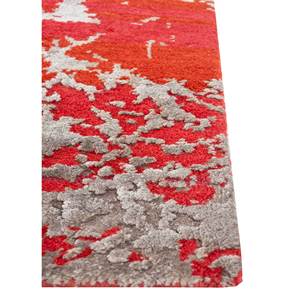 Alfombra Kavi de Lana y Seda de Bambú Anudada a Mano Esrm-411, Patrón Abstracto Naranja y Rojo para Decoración de Sala de Estar, 9x12, Aplicación para Automóvil - Product Image 2