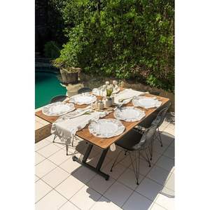 Elegante Juego de Camino de Mesa Gris con Volantes y 6 Manteles Individuales Rectangulares, Decoración de Comedor Estilo Rústico Chic - Product Image 6