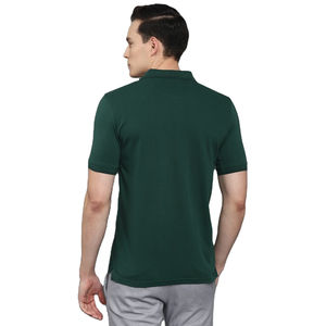 Polo informal de manga corta con logotipo personalizado para hombre, Polo de tela de punto transpirable de algodón de color sólido de talla grande antibolitas - Product Image 3