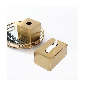 Ensemble de quatre boîtes à mouchoirs en métal couleur or boîte à serviettes de taille et de forme personnalisées pour l'hôtel et le restaurant - Product Image 3