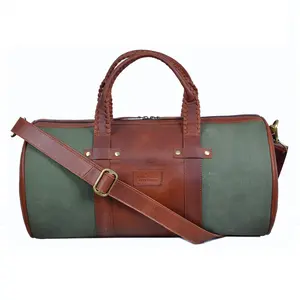 Premium Quality Hot Selling Leather & Canvas Round Gym Duffle Bag for Men and Women Travel Bag from Indian Manufacturer