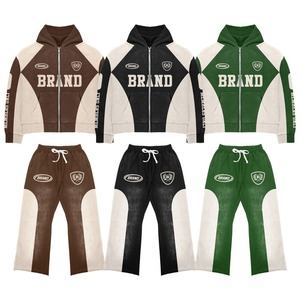 Unisex Winter Breathable Eco-Friendly Casual Fashionable Acid Washed Training Hooded <b>Tracksuits</b> Custom Solid Plain Color Plus - Product Image 1