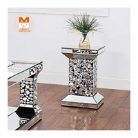 Table d'appoint moderne en verre cristal miroir