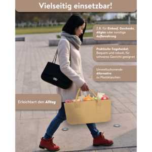 Sac de transport en feutre beige pour bois de chauffage, pour le rangement et l'organisation à domicile - Product Image 4