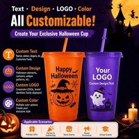 Gobelets personnalisés 24oz à paillettes pour Halloween avec couvercle et paille – Gobelets réutilisables en plastique pour la vente en gros – Vaisselle de fête Sugar Skull