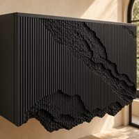 Buffet mural moderne en bois noir, design cannelé, pour salle à manger ou hôtel
