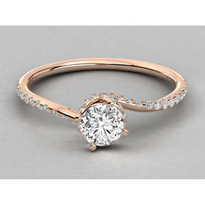 Bague pour femme en or 9 carats avec diamant solitaire cultivé en laboratoire, élégante et luxueuse - Product Image 1