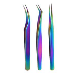 Pinces à cils professionnelles colorées en gros, pinces à cils courbées en acier inoxydable pour tester les extensions de cils - Product Image 6
