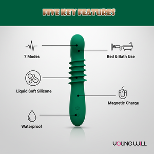 Vibrador Erótico Recargable por USB, Impermeable, con Motor Silencioso y Potente, Diseño Ergonómico Curvo con Espiral Verde Oscuro, Estimulación del Punto <span class=keywords><strong>G</strong></span> - Product Image 3