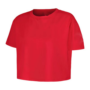 Top corto ajustado de secado rápido para mujer, Manga corta ajustada, cómodo algodón, mezcla de nailon y licra, diseño de verano transpirable - Product Image 2