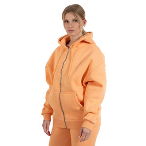 Personnalisable Hiver Solide Sweat À Capuche Jogger Ensemble Femmes Fermeture Éclair À Capuche Col 2pc 100% Coton Polaire - Product Image 4