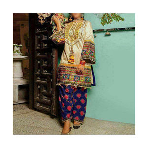 Salwar Kameez Party Wears de nouveaux modèles pakistanais indiens pour femmes robe en soie et coton à vendre - Product Image 3