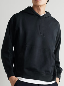 Sweat-shirt à capuche noir surdimensionné en coton 100% de qualité supérieure, fabrication de sweats-shirts vierges par Ako - Product Image 2