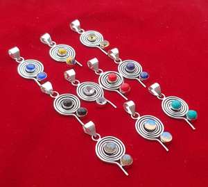 อัญมณีหลายชิ้นอัญมณีขัดเงาสูงอัญมณีหลวมจี้อัญมณี925ทึบจักระเงินแท้เครื่องประดับแฮนด์เมด - Product Image 4