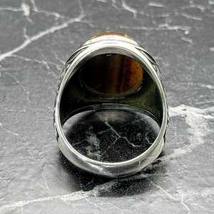 Handmade Turkish Ottoman <b>Ring</b> <b>Set</b> for Men Vintage Artisan Stainless Steel Sterling <b>Silver</b> Tiger Eye <b>Ring</b> Ottoman Jewelry - Product Image 6