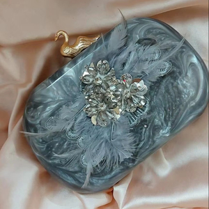 Cristales con estilo adornado oro fiesta resina embrague perla y diamantes de imitación señora Vintage monedero para boda fiesta aniversario embrague - Product Image 1