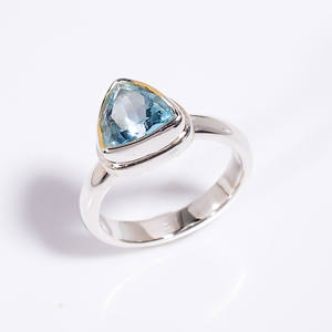 Anillo de plata esterlina 925 hecho a mano con Topacio azul natural, piedra preciosa cortada en Pera, joyería de plata fina con ajuste de bisel para fiesta - Product Image 6