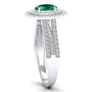 แหวนเพชรทรงรี REYES Luxury ทองคำแท้ 14K 18K ประดับพลอยมรกต 0.75 กะรัต พร้อมวงแหวนโมอิสซาไนต์ ดีไซน์หรูหรา ของขวัญสุดพิเศษสำหรับการหมั้น - Product Image 3