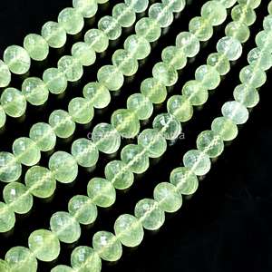 Cuentas facetadas de prehnita natural de 8 a 10 mm, cuentas sueltas de prehnita para la fabricación de joyería, fabricante mayorista indio. - Product Image 1