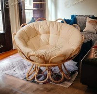 Fauteuil empilable en bambou écologique au design moderne tournesol, confortable et durable, idéal pour pelouse, hôtel, jardin, chambre, cour.