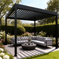 Pergola Bioclimatique Moderne d'Extérieur en Aluminium à Lames Orientables avec Écran Motorisé, Tailles 3x3m, 3x4m, 4x4m, 6x4m, Vente en Gros Usine, Ensemble Jardin
