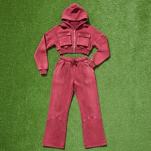 Conjunto Deportivo de Invierno Personalizado para Mujer, Pantalones Deportivos de Color Sólido de Alta Calidad, Conjunto de Dos Piezas con Sudadera con Capucha y Pantalones Jogger de Felpa Francesa - Product Image 4