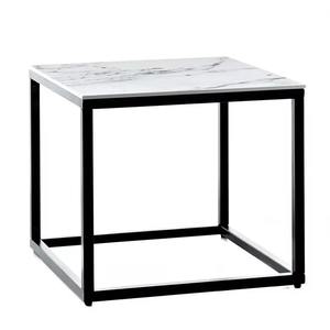 Ensemble de table basse carrée en marbre, finition en poudre de fer blanc doré moderne et luxueuse, facile à nettoyer, pour salon - Product Image 2