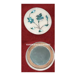 Nuevo Espejo Decorativo de Mármol Blanco con Incrustaciones de Nácar Verde en Forma de Flor, Ideal para Regalos y Decoración del Hogar - Product Image 1