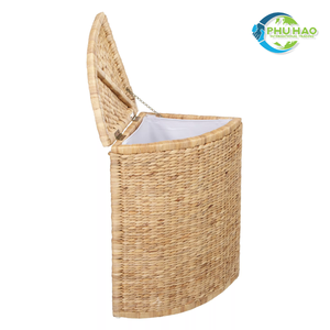 Natural Fiber Round WATER HYACINTH <b>BASKET</b> <b>Laundry</b> <b>Basket</b> From Vietnam with Washable Liner Eco-Friendly <b>Laundry</b> Organizer - Product Image 2