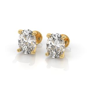 Pendientes de tuerca de diamante de corte ovalado de 1,5 quilates para mujer, diseño romántico de oro amarillo de 14 quilates para bodas, fiestas y ocasiones de regalo, venta al por mayor - Product Image 4