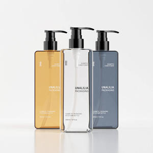 Flacons pulvérisateurs en plastique PETG rectangulaires de 300 ml (10 oz) pour shampooing, revitalisant, emballage cosmétique personnalisé, grossiste - Product Image 1