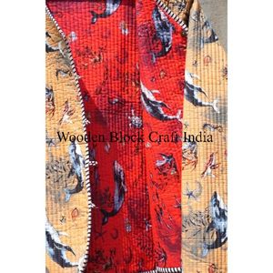 Veste d'hiver écologique en coton patchwork faite à la main pour femmes, style indien Kantha, florale, réversible, respirante et confortable - Product Image 4