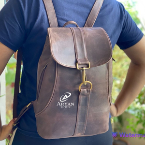 New Style Vintage Look <b>Brown</b> Crunch <b>Leather</b> Backpack Travel Backpack Office <b>Leather</b> Large Capacity Travel <b>Bag</b> for <b>Men</b> and Women - Product Image 1