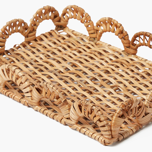 Petit plateau de service en rotin rectangulaire à bord festonné Plateau en rotin tissé pour exposer des aliments ou des articles chéris fabriqués au Vietnam - Product Image 6