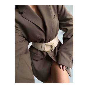 Ceinture élastique pour femme avec boucle dorée, ceinture pour veste, ceinture pour chemise, ceinture pour robe - Beige - Product Image 6