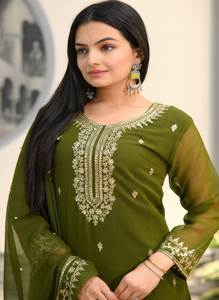 Salwar Kameez de Mujer Estilo Étnico Indio de Bollywood, en Georgette Sintética Pesada, con Bordado y Lentejuelas, para Fiestas, Ropa Pakistaní - Product Image 5