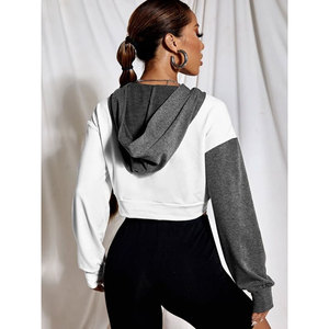 Nouveautés Vêtements pour femme Ensemble short et sweat à capuche avec bloc de couleurs Ensemble short 2 pièces pour femme - Product Image 2