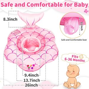 Top Rated 25.6 Inch Infant Pool Float Extra Wide Safety Anti Flip Baby Swim Trainer <b>Inflatable</b> Float for 6 to 36 Months Kids - Product Image 4