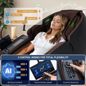 Fauteuil de massage complet, zéro gravité, double rail, massage Shiatsu, inclinable, chauffage du dos et des mollets, avec support pour téléphone, bascule - Product Image 5