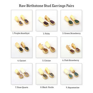 Pendientes colgantes hechos a mano naturales de rubí de Julio con piedra martillada, juego de pinzas chapadas en oro, joyería al por mayor, tachuelas de moda - Product Image 3