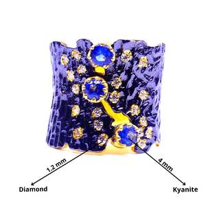 แหวนเพชรไคยาไนต์ปรับได้สีเงิน925แบบดั้งเดิมทำด้วยมือออกซิไดซ์คลาสสิกสวมใส่ประจำวันสำหรับวันครบรอบ - Product Image 2