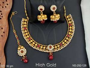 ชุดสร้อยคอโบราณเครื่องประดับแฟชั่นสูงสีทอง92gm สร้อยคอผู้หญิงพร้อมต่างหู - Product Image 6