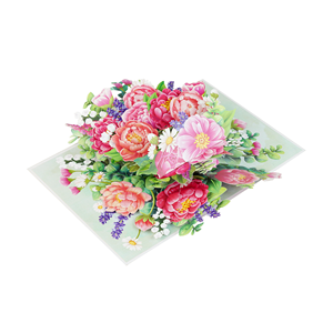 Cartes pop-up en 3D avec fleurs de pivoine artisanales, vente en gros directe d'usine - Product Image 4