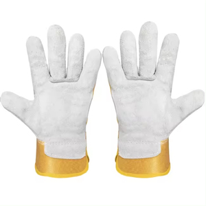 Diseño personalizado Guantes de seguridad de cuero de vaca Construcción industrial Soldador Guantes DE TRABAJO Precio al por mayor Guantes de trabajo de doble palma - Product Image 3