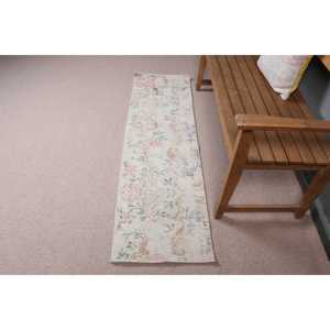 Tapis de couloir vintage 1,6x5,3 pi (49x163 cm), tapis turc en laine à bordures blanches - Product Image 3