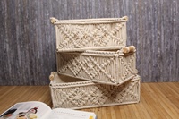 Ensemble de 3 paniers de rangement en macramé MORE, faits à la main, style bohème, 100% coton, décoration intérieure, salle de bain, chambre, cadeau, fabriqué en Inde, toutes occasions