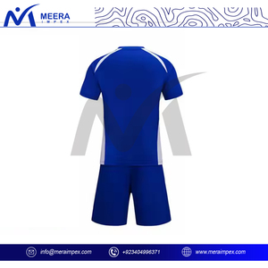 Venta al por mayor de calidad superior de color azul uniforme de fútbol para los hombres de sublimación personalizada 100% tela de poliéster de cuello redondo Jersey de fútbol - Product Image 4