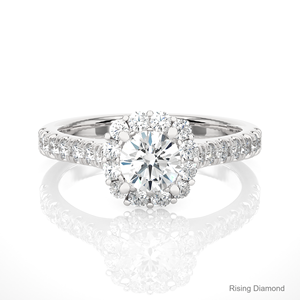 แหวนเพชรสำหรับผู้หญิงครบรอบ0.6 CT ทรงกลมแหวนหมั้นแบบครึ่งนิรันดร์แหวนหมั้นโรสโกลด์ CVD Diamond ของขวัญครบรอบปีสำหรับเธอ - Product Image 5